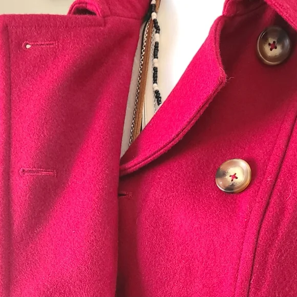 NWT'S- MICHAEL- MICHAEL KORS -Beautiful Womens Red Wool Blend Peacoat-Size Small - Picture 4 of 9